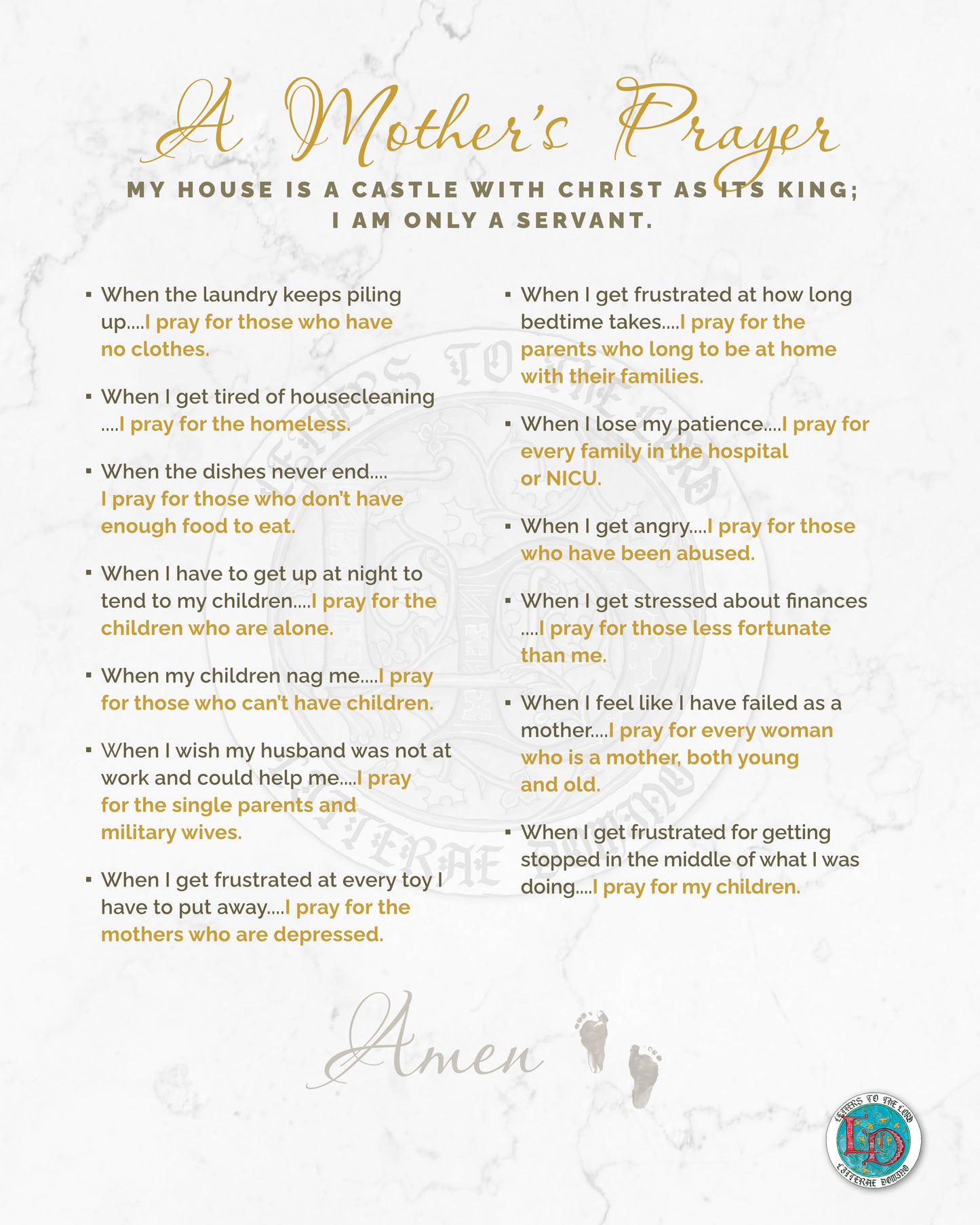 A Mother's Prayer – Printable Instant Download