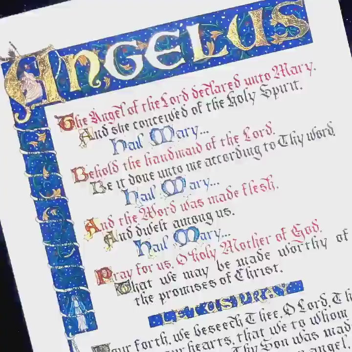 Angelus - Catholic Prayer Devotional Prayer Print - 3 Hail Mary Prayer - Ave Maria - Gift for Catholic Priest, Mother, Godmother, Wedding