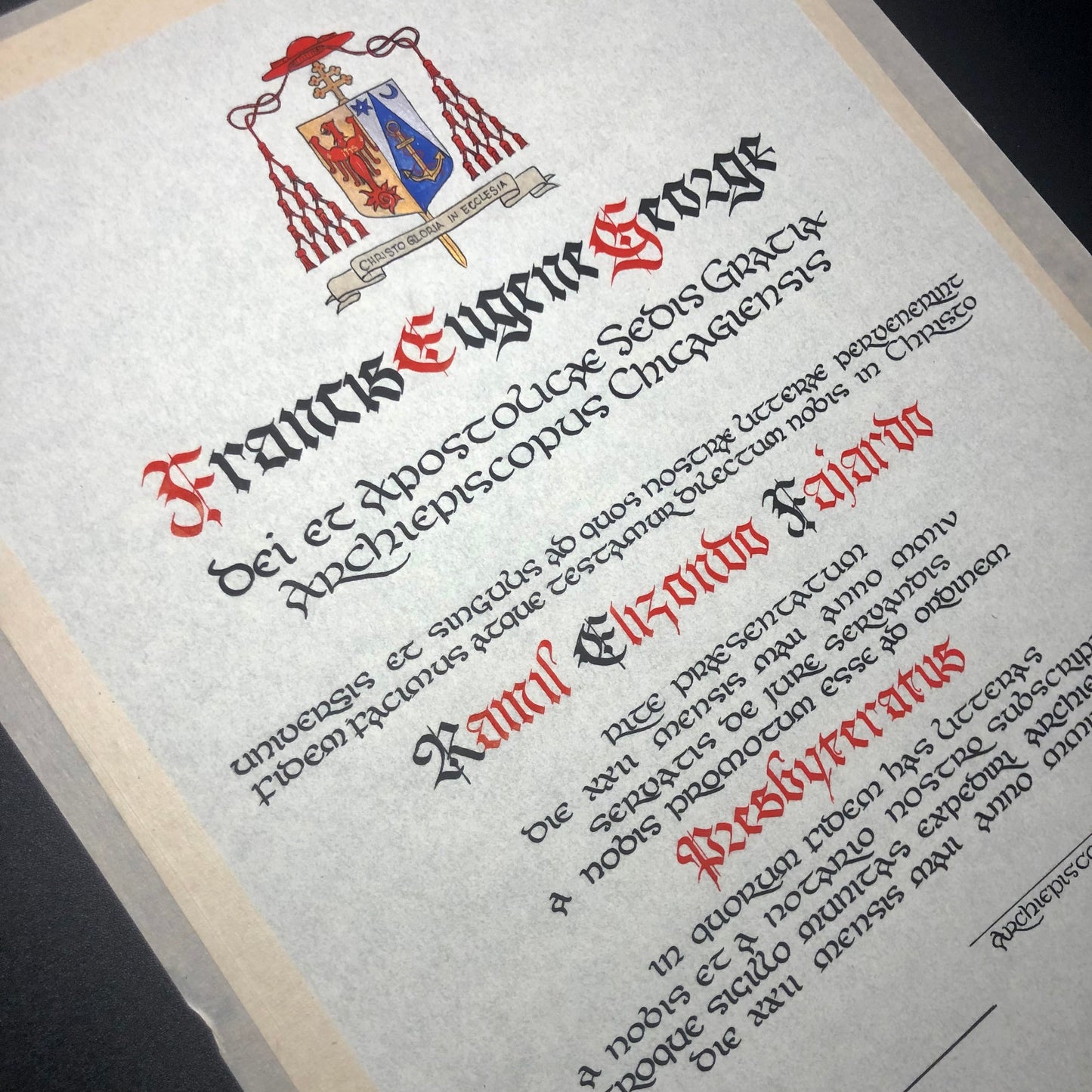 Handwritten Priest's Ordination Certificate