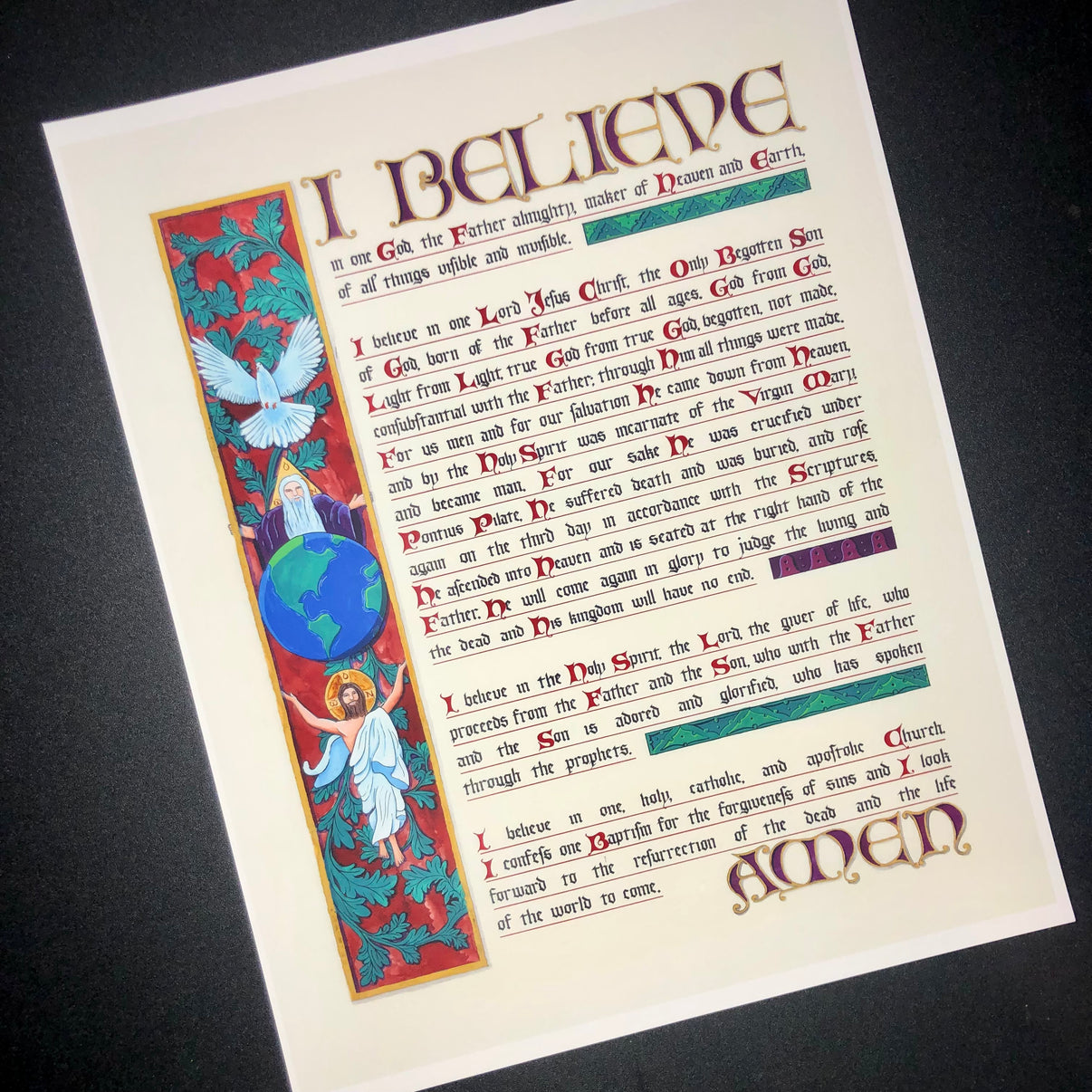 Nicene Creed - I Believe in One God Illuminated Calligraphy Prayer ...