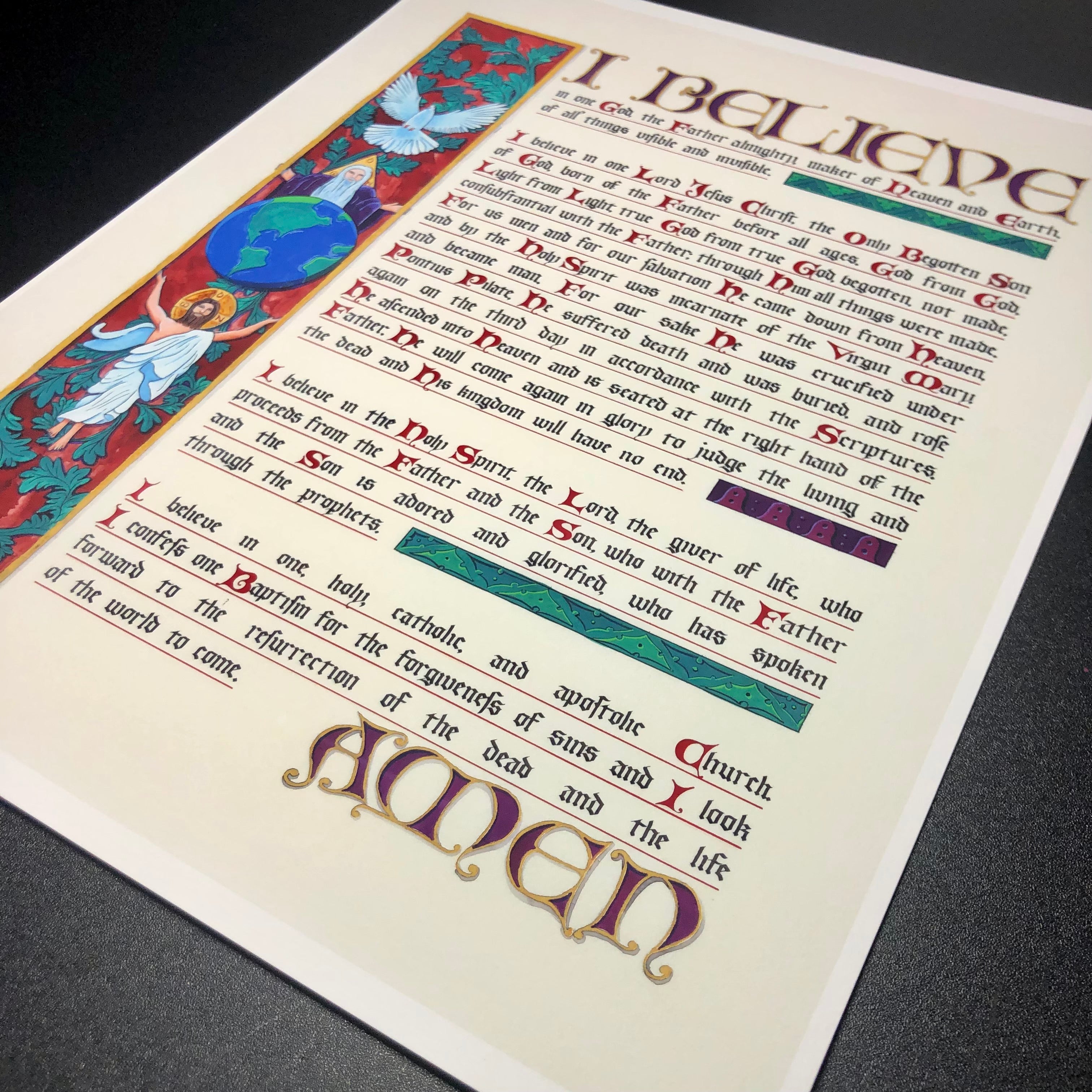 Nicene Creed - I Believe in One God Illuminated Calligraphy Prayer ...