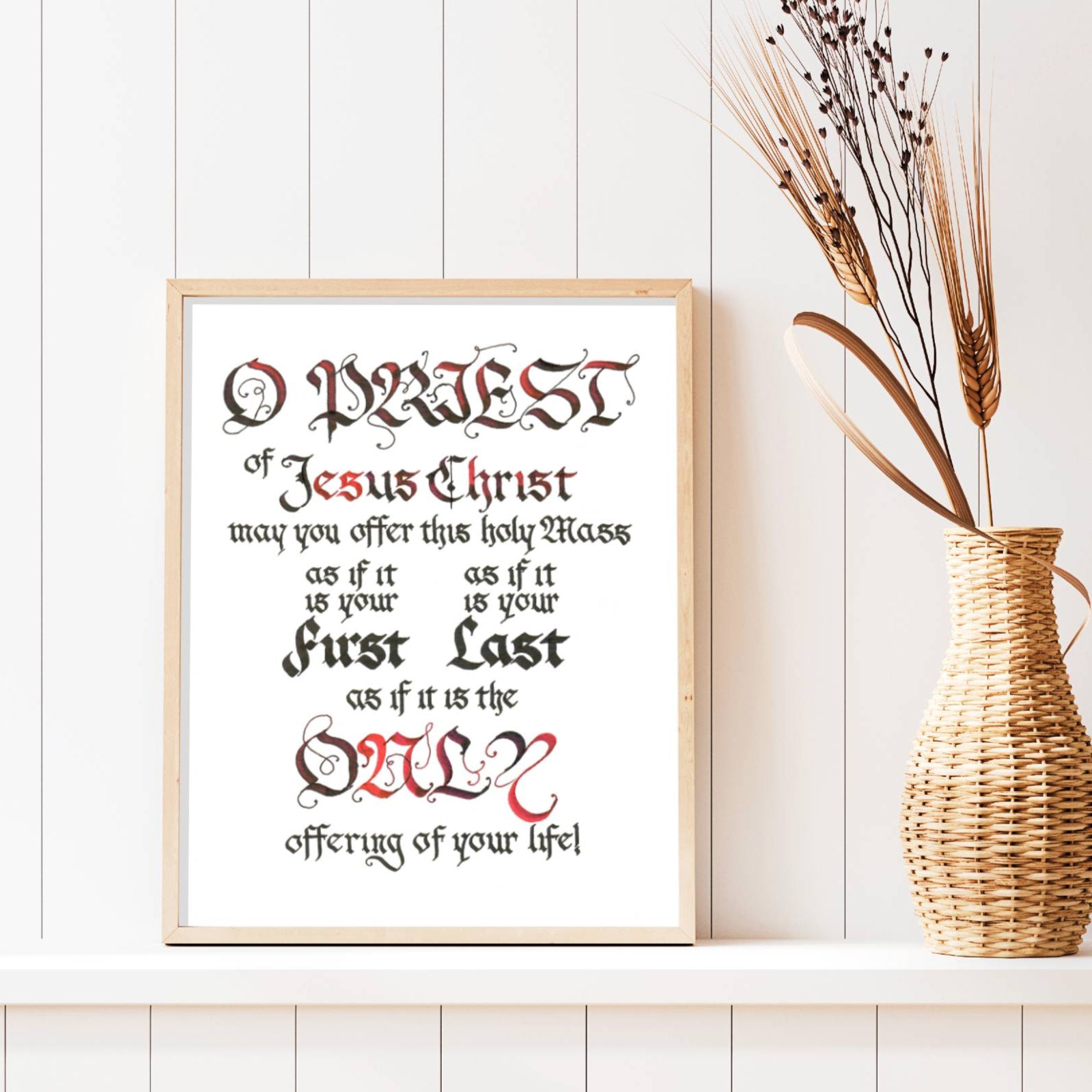 Priest Lettering O PRIEST - Wall art for Sacristy - Prayer before Mass, Gift for ...
