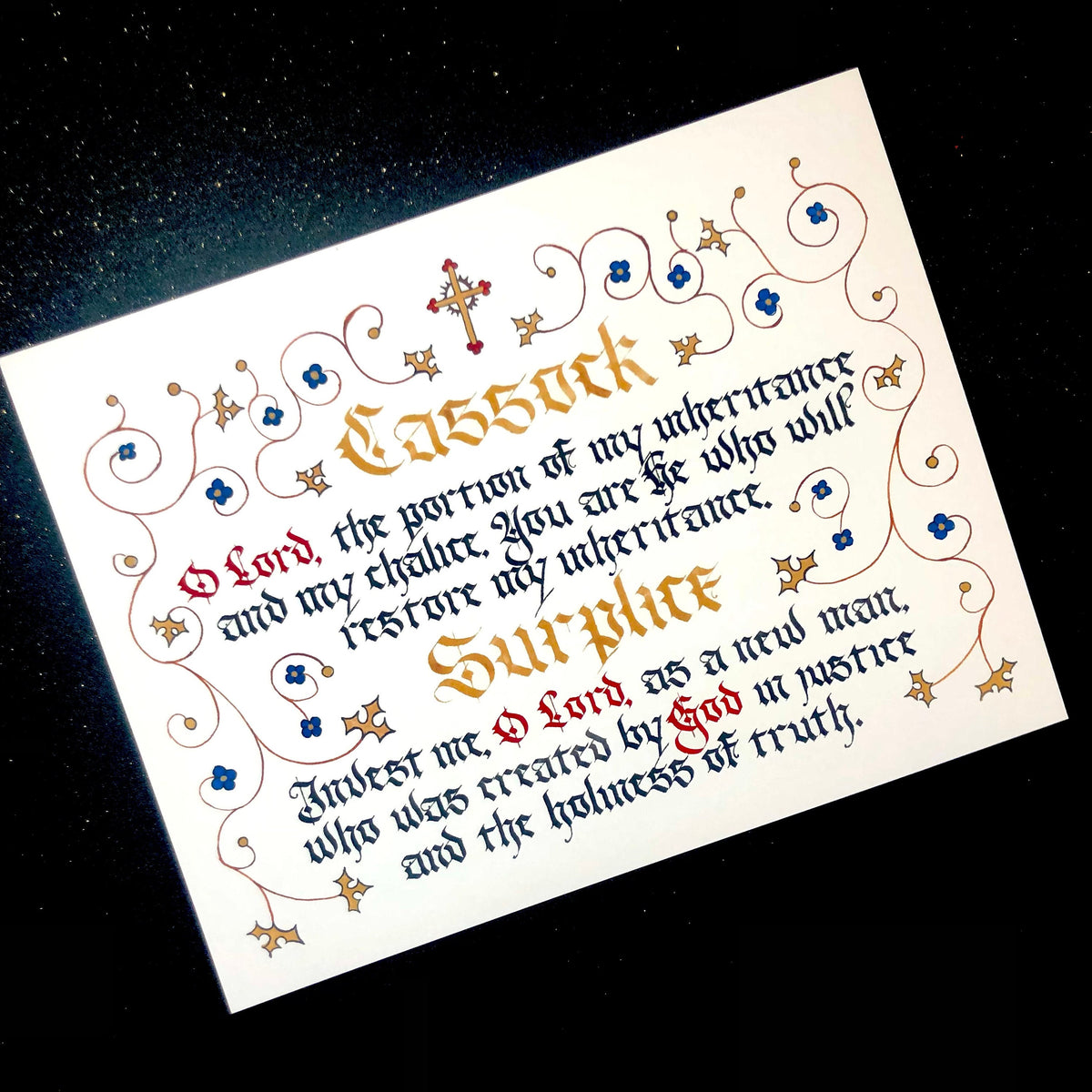 Priest Lettering Altar Server Vesting Prayers, English or Latin - Cassock and Surplice ...
