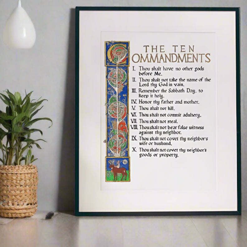 Ten Commandments Fancy Ten Commandments - Catholic Calligraphy Wall Art, Illuminated ...