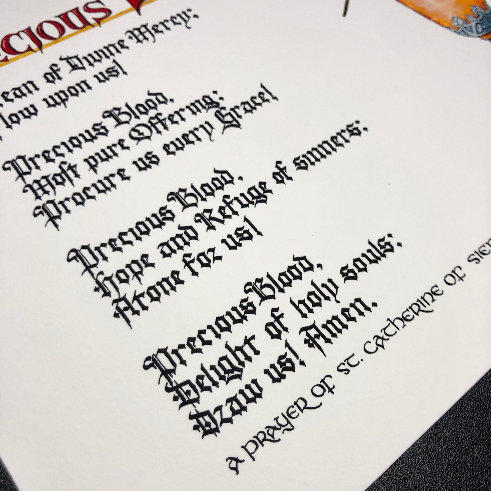 Precious Blood of Jesus Print - St. Catherine of Siena Prayer - Sacred Heart & Chalice Art - Catholic Wall Decor - Eucharistic Gift