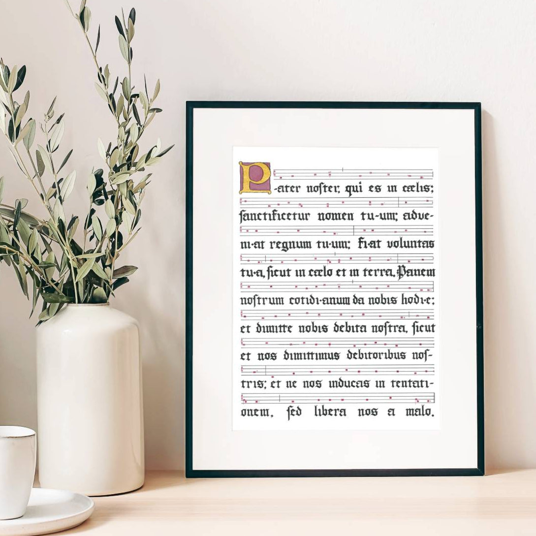 Pater Noster Gregorian Chant Illuminated Calligraphy Latin Our Father pater-noster-gregorian-chant-illuminated-calligraphy-latin-our-father