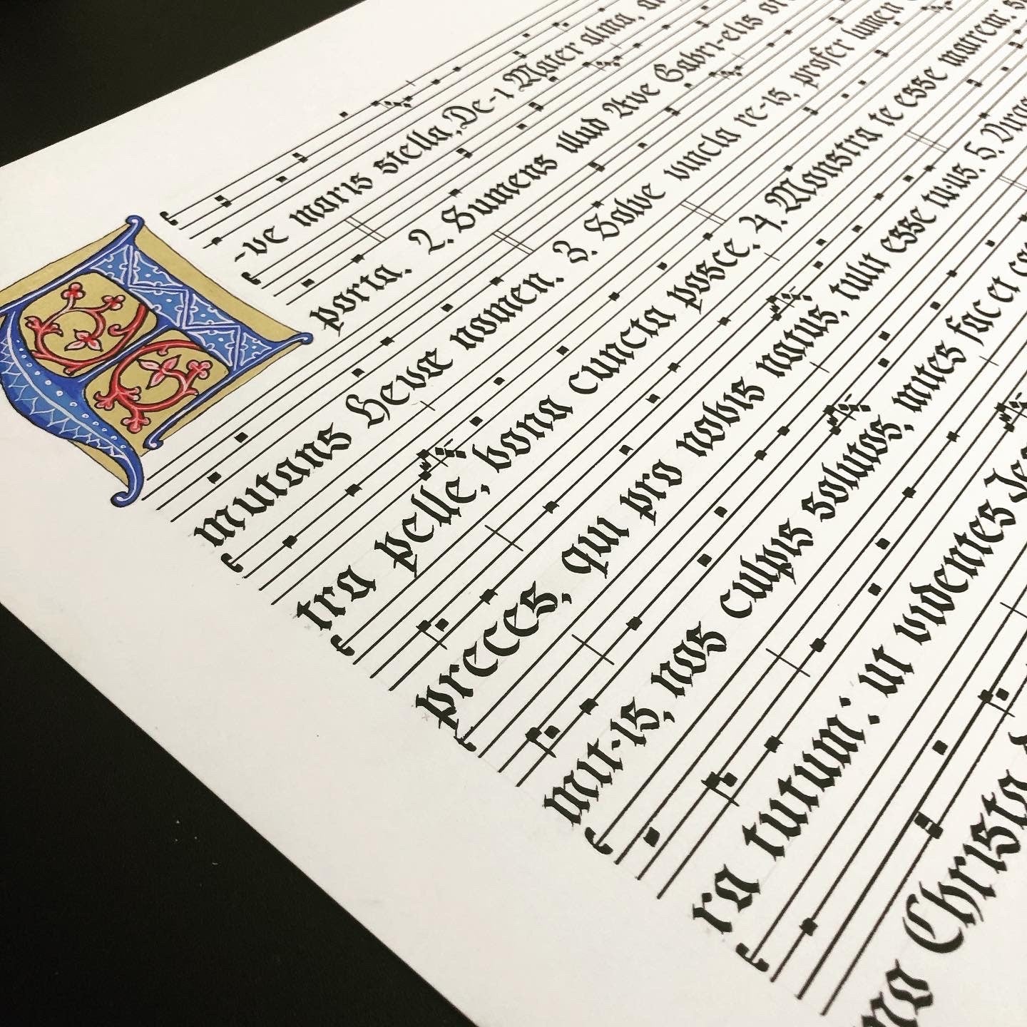 Custom Gregorian Chant | Traditional Catholic Prayer and Hymn Calligraphy and Illumination | Original Hand-made Calligraphy Prayer Art