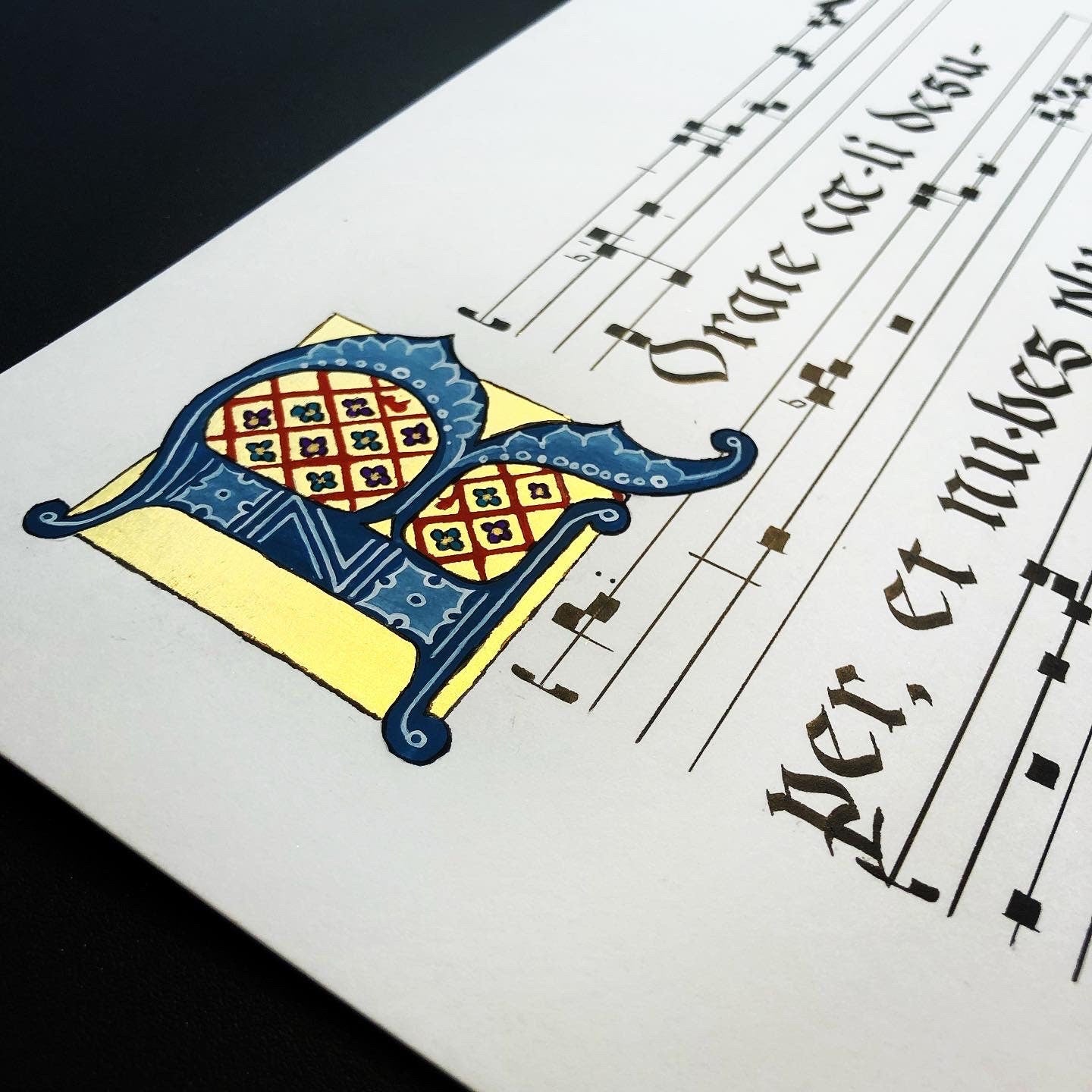 Custom Gregorian Chant | Traditional Catholic Prayer and Hymn Calligraphy and Illumination | Original Hand-made Calligraphy Prayer Art