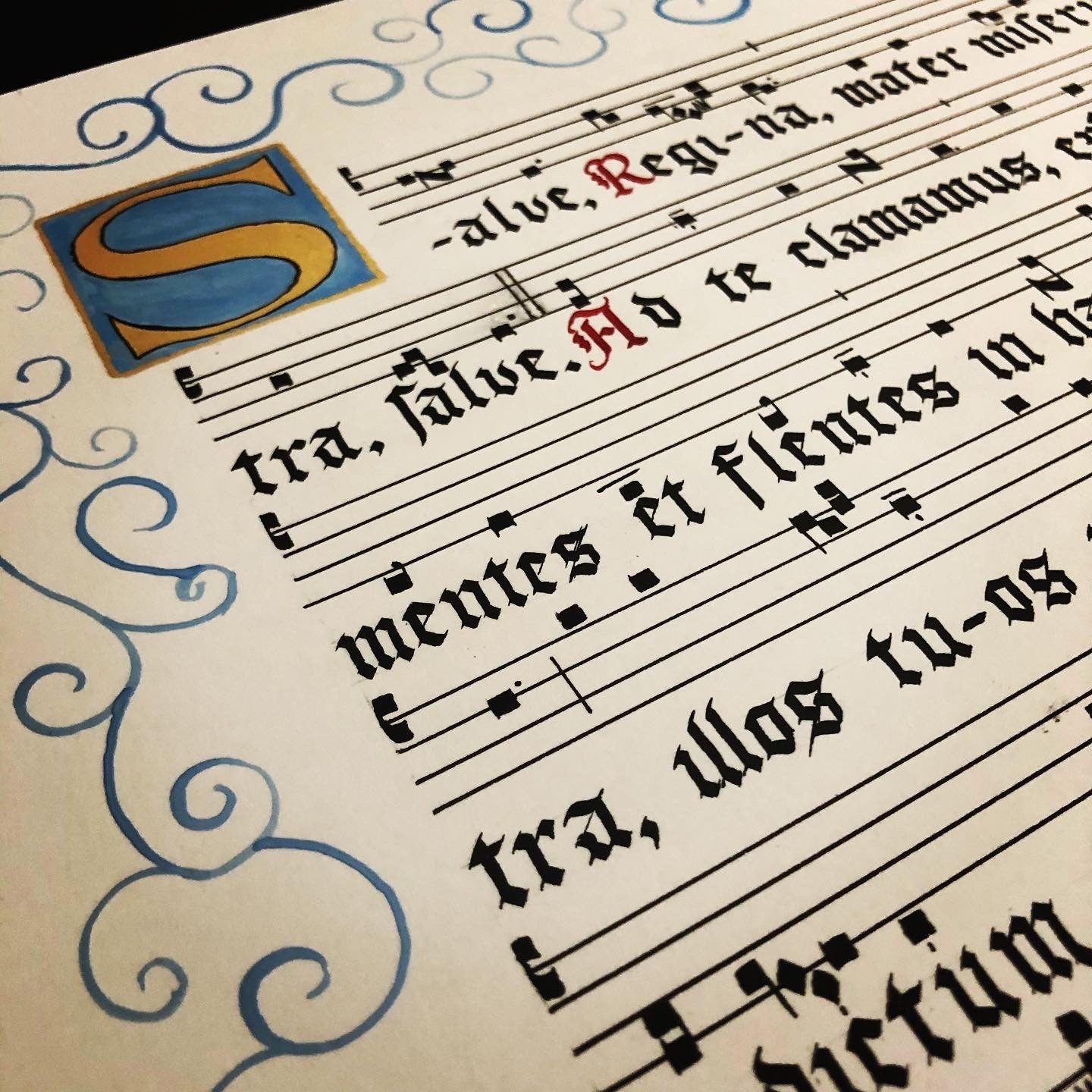 Custom Gregorian Chant | Traditional Catholic Prayer and Hymn Calligraphy and Illumination | Original Hand-made Calligraphy Prayer Art